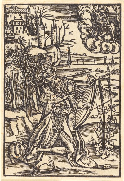 David hraje na harfu od German 15th Century