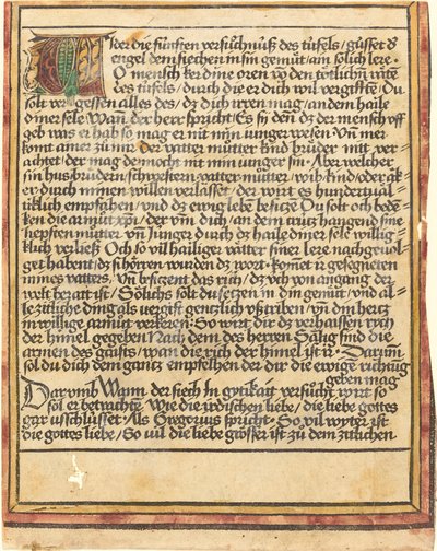 Nabádání proti hrabivosti od German 15th Century