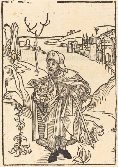 Gerson jako poutník s městem v pozadí od German 15th Century