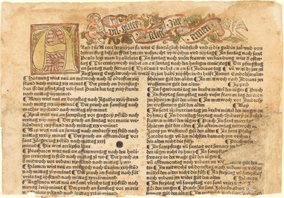 Iniciála A a novoroční přání od German 15th Century
