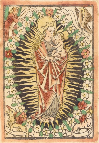 Madona s dítětem v růženci od German 15th Century
