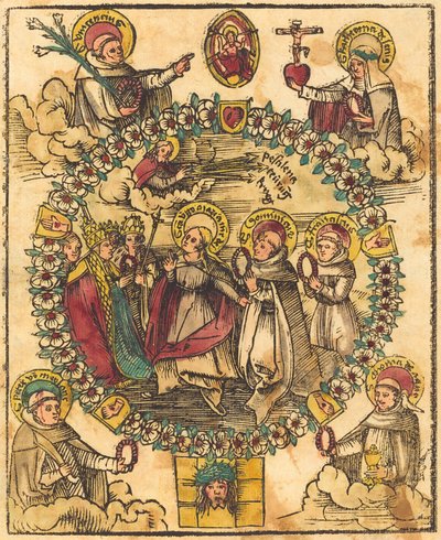 Madona v růženci se svatými od German 15th Century
