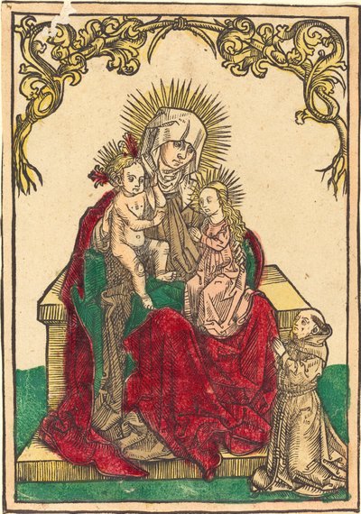 Svatá Anna, Madona s dítětem a františkánský mnich od German 15th Century