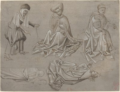 Studie pro šest figur (list z modelové knihy) [recto] od German 15th Century