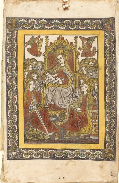 Madona trůnící s osmnácti svatými ženami od German 15th Century or Master with the Mountain Like Clouds