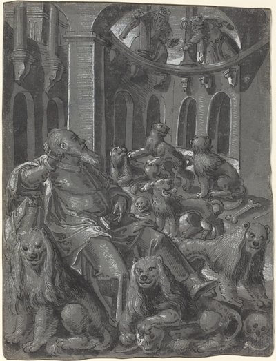 Daniel v jámě lvové [přímo] od German 16th Century