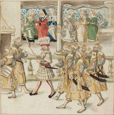 Přehlídka rytířů v orientálním kostýmu od German 16th Century