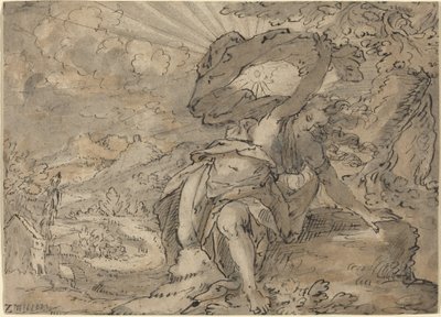 Alegorická ženská postava v krajině [recto] od German 17th Century