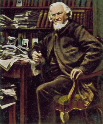 Hoffmann von Fallersleben, německý básník (kolorovaná fotografie) od German Photographer