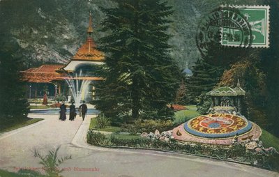 Interlaken, Kursaal a květinové hodiny. Pohlednice odeslaná 16. srpna 1913. od German Photographer
