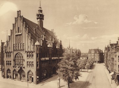 Nová radnice, Lindener Marktplatz, Hannover (čb fotografie) od German Photographer