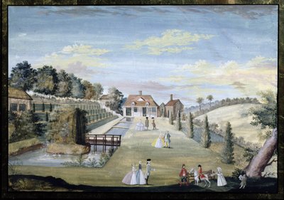 Formální vodní zahrada s terasami, vodními partery a promenádními figurami, asi 1730 od German School