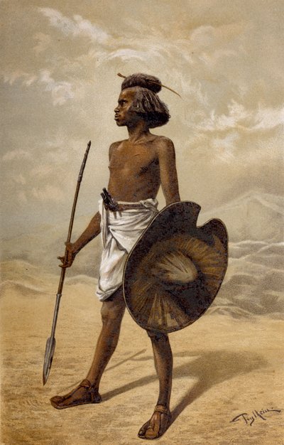 Núbijský válečník, z Historie lidstva, svazek III, od prof. Friedricha Ratzela, 1898 od German School