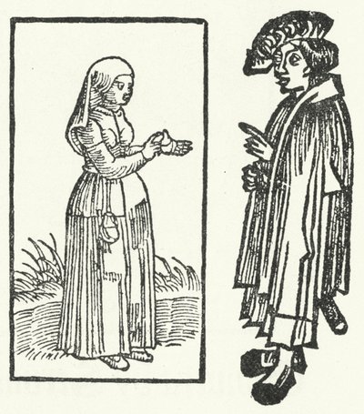 Dřevoryt scény z příběhu Till Eulenspiegel. (rytina) od German School