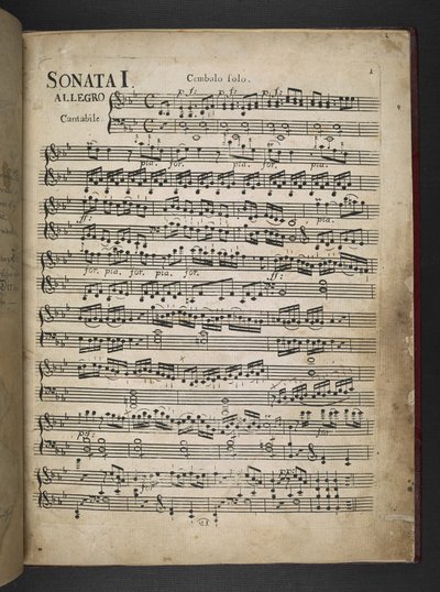 Přidejte MS 41631 f.2r Sonáta I, hudební partitura, ze „Tři sonáty pro klavír pro nejctihodnějšího arcibiskupa a kurfiřta Kolína nad Rýnem Maximiliana Friedricha...“, od Ludwiga van Beethovena od German School