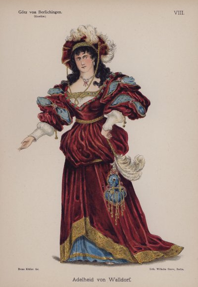 Adelheid von Walldorf, z Gotz von Berlichingen od Goetha (barevné lito) od German School