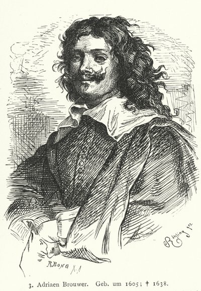 Adriaen Brouwer, vlámský barokní malíř (rytina) od German School