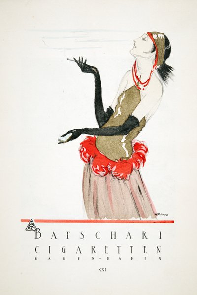 Reklama na "Batschari Cigaretten", ze Stylu, pub.1922 (pochoir print) od German School