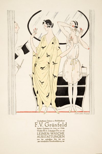 Reklama na "F.V. Grunfeld", ze Stylu, pub.1922 (pochoárový tisk) od German School