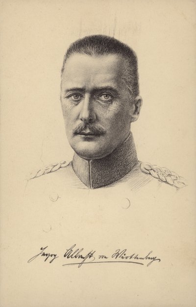 Albrecht, vévoda württemberský, německý princ a generál z první světové války (litografie) od German School