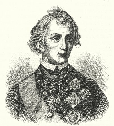 Alexander Suvorov, ruský generál (rytina) od German School