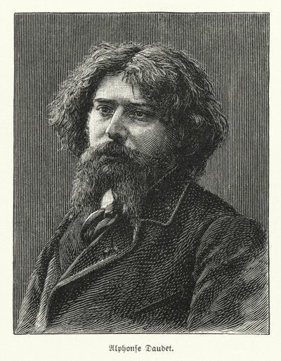 Alphonse Daudet , francouzský romanopisec (litho) od German School