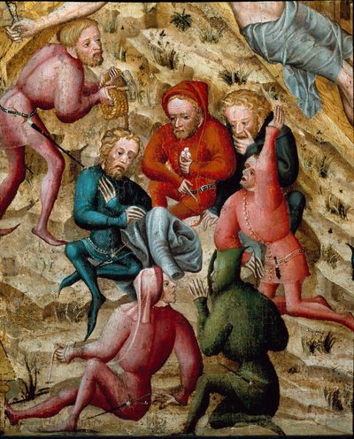 Oltářní obraz umučení: „“Hráči““ Obraz francouzsko-německé školy. Musee des Beaux Arts Besancon z 15. století od German School