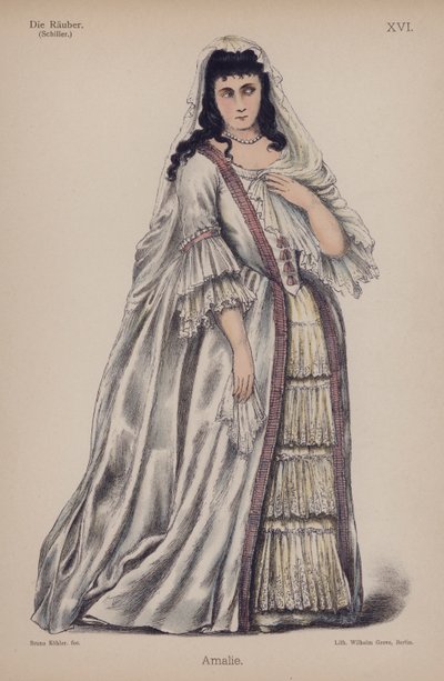 Amalie, z Die Rauber (Loupežníci) od Friedricha Schillera (barevné lito) od German School