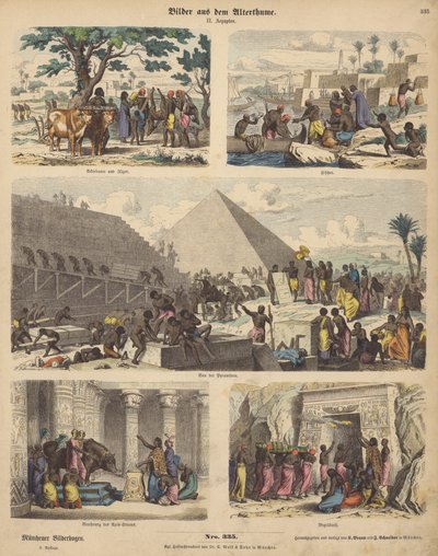 Starověký Egypt (barevná rytina) od German School