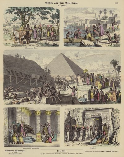 Starověký Egypt (barevná rytina) od German School