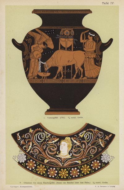 Starověká řecká skladovací nádoba a ozdoba z kadidelnice (barva litho) od German School
