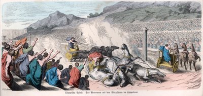 Starověké dějiny. Řecko. Atletické závody, závod vozatajů na ... (rytina) od German School