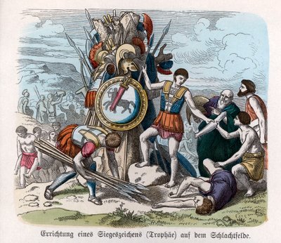 Starověké dějiny. Řecko. Válečné trofeje ... (rytina) od German School