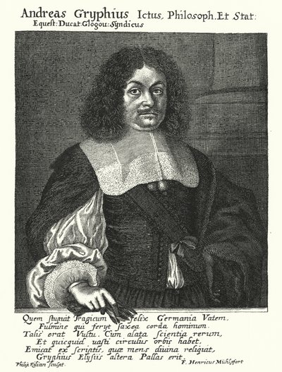 Andreas Gryphius , německý básník a dramatik (rytina) od German School