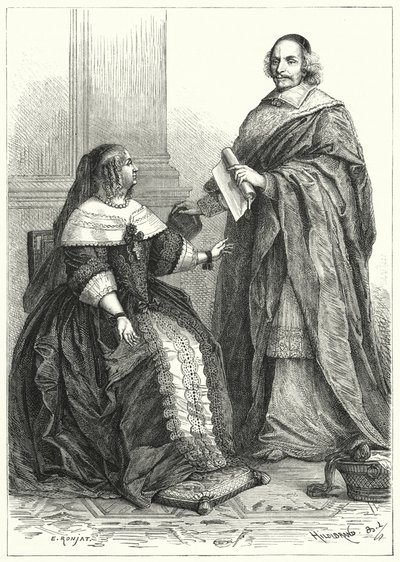 Anna Rakouská, regent francouzského Ludvíka XIV., a kardinál Mazarin, hlavní ministr Francie od German School