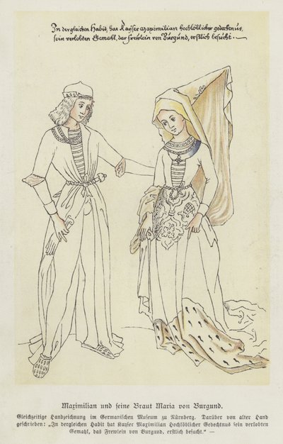Arcivévoda Maxmilián Rakouský a jeho nevěsta Marie Burgundská (barva lito) od German School