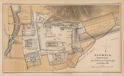 Archeologická mapa Olympie (rytina) od German School