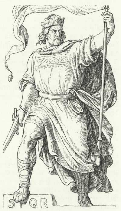 Arnulf Korutanský, sporný italský král a císař Svaté říše římské (rytina) od German School