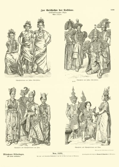 Kostýmy asijských herců, konec 19. století od German School