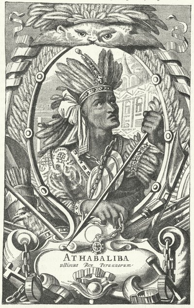 Atahualpa, incký císař (rytina) od German School