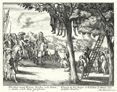 Zvěrstva spáchaná na irských protestantech Jamesem II a Comte d"Avaux, 1689 od German School