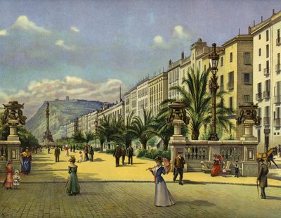 Barcelona, Paseo de Colon (chromolit) od German School