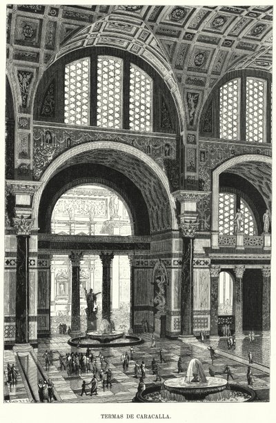 Baths of Caracalla, Řím (litho) od German School