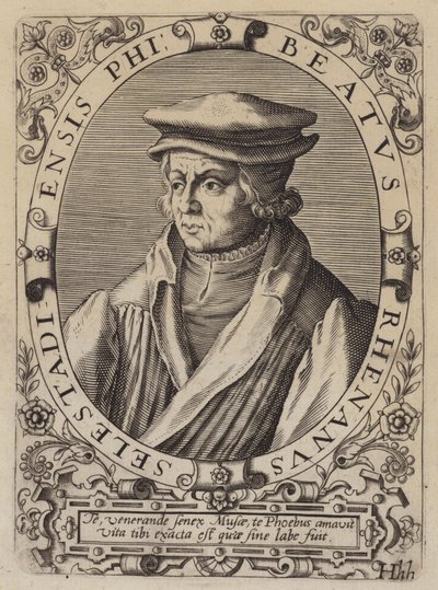 Beatus Rhenanus, německý humanista, učenec a náboženský reformátor (rytina) od German School