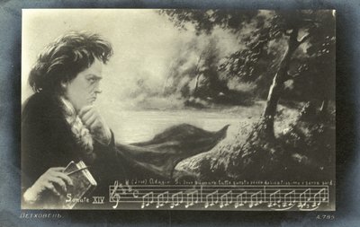 Beethovenova klavírní sonáta č. 14 (Sonáta měsíčního svitu) (litho) od German School
