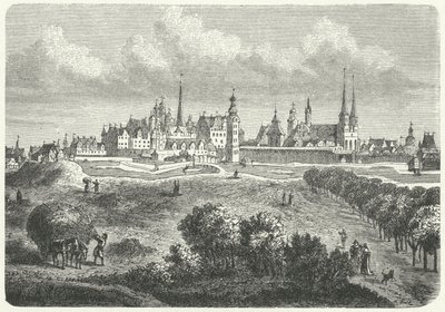 Berlín a Colln v 17. století (rytina) od German School
