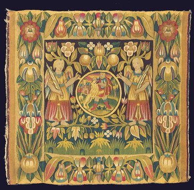 Biblický gobelínový panel zobrazující Samsona a lva, možná 17. století, severní Německo, Šlesvicko-Holštýnsko nebo Hamburk od German School