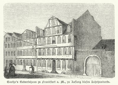 Místo narození německého autora Johanna Wolfganga von Goethe, Frankfurt nad Mohanem, začátek 19. století (rytina) od German School