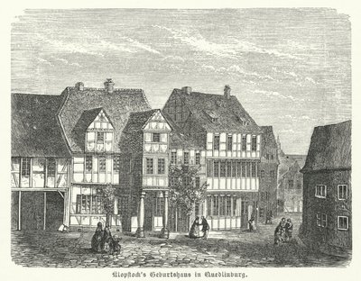 Místo narození básníka Friedricha Gottlieba Klopstocka, Quedlinburg, Německo (rytina) od German School