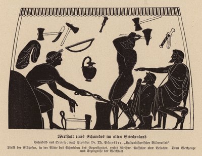 Kovářská dílna ve starověkém Řecku (litografie) od German School